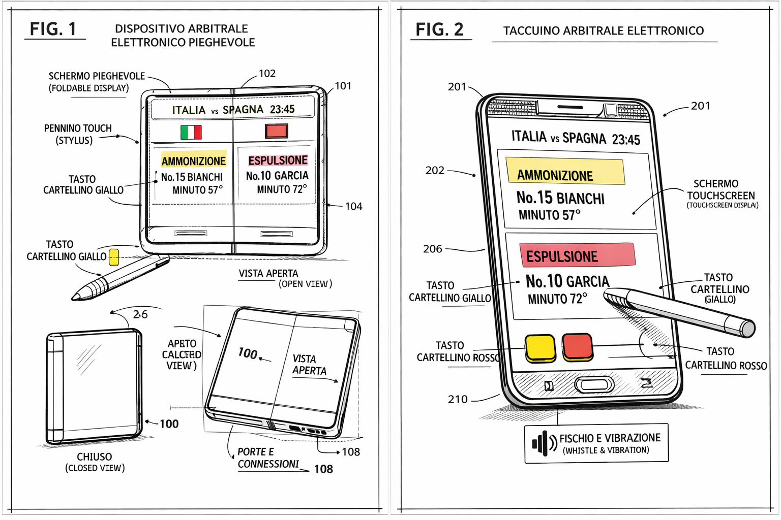 Schema del brevetto del taccuino arbitrale elettronico